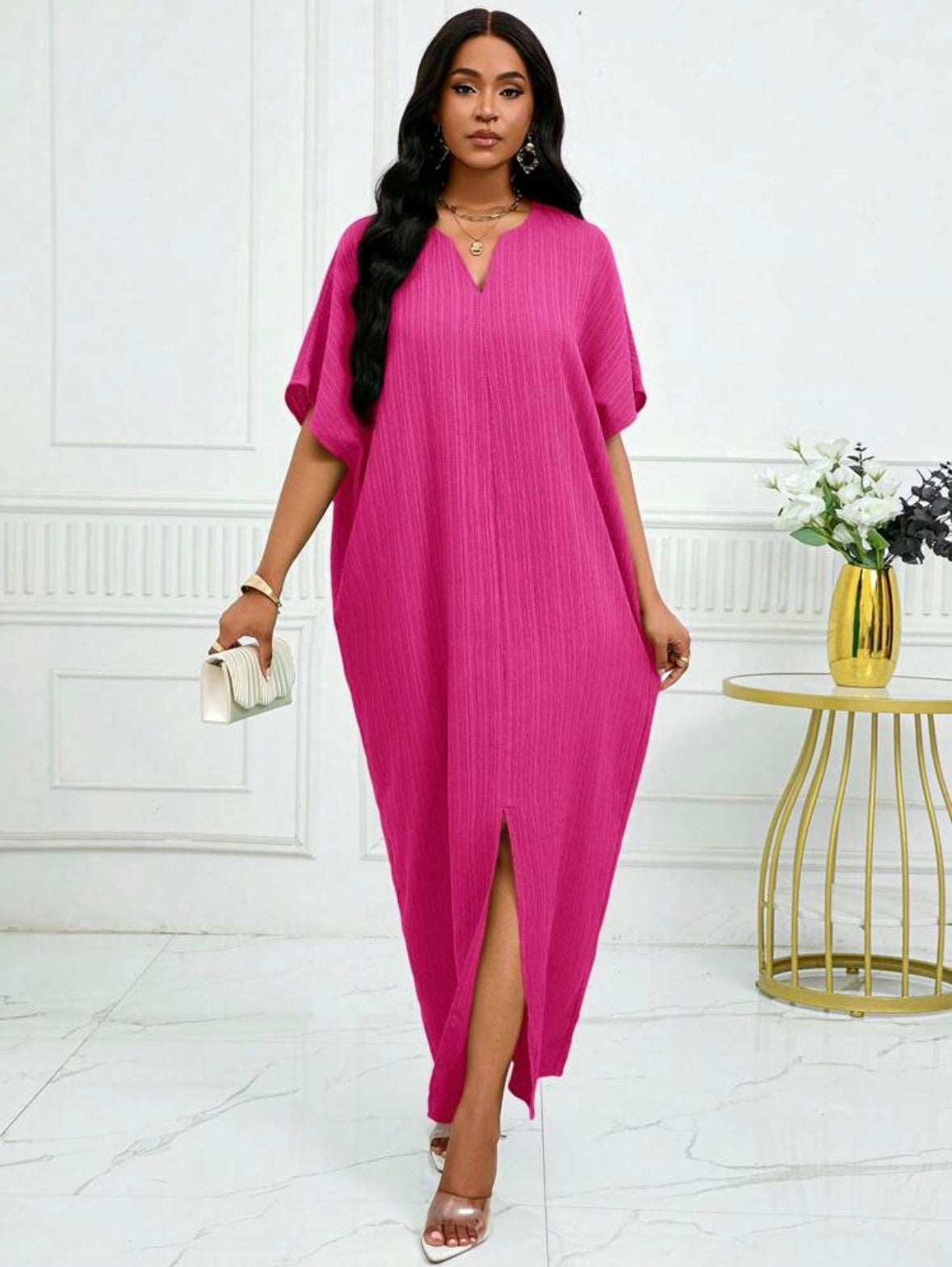Robe caftan - Rose vif