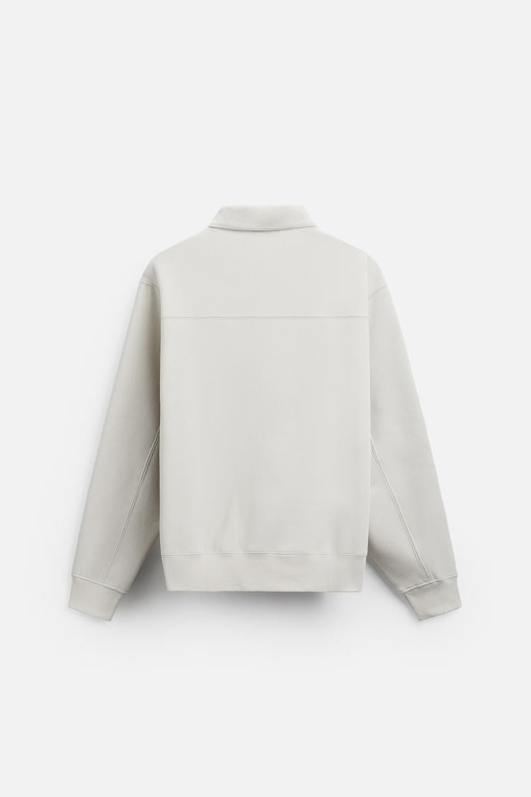 Sweat a zip sur le col - Blanc Ivoire