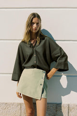 CHEMISE MANCHE LARGE AVEC LIN