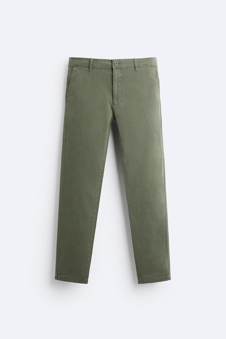 Pantalon chino coupe moulante - Vert moyen