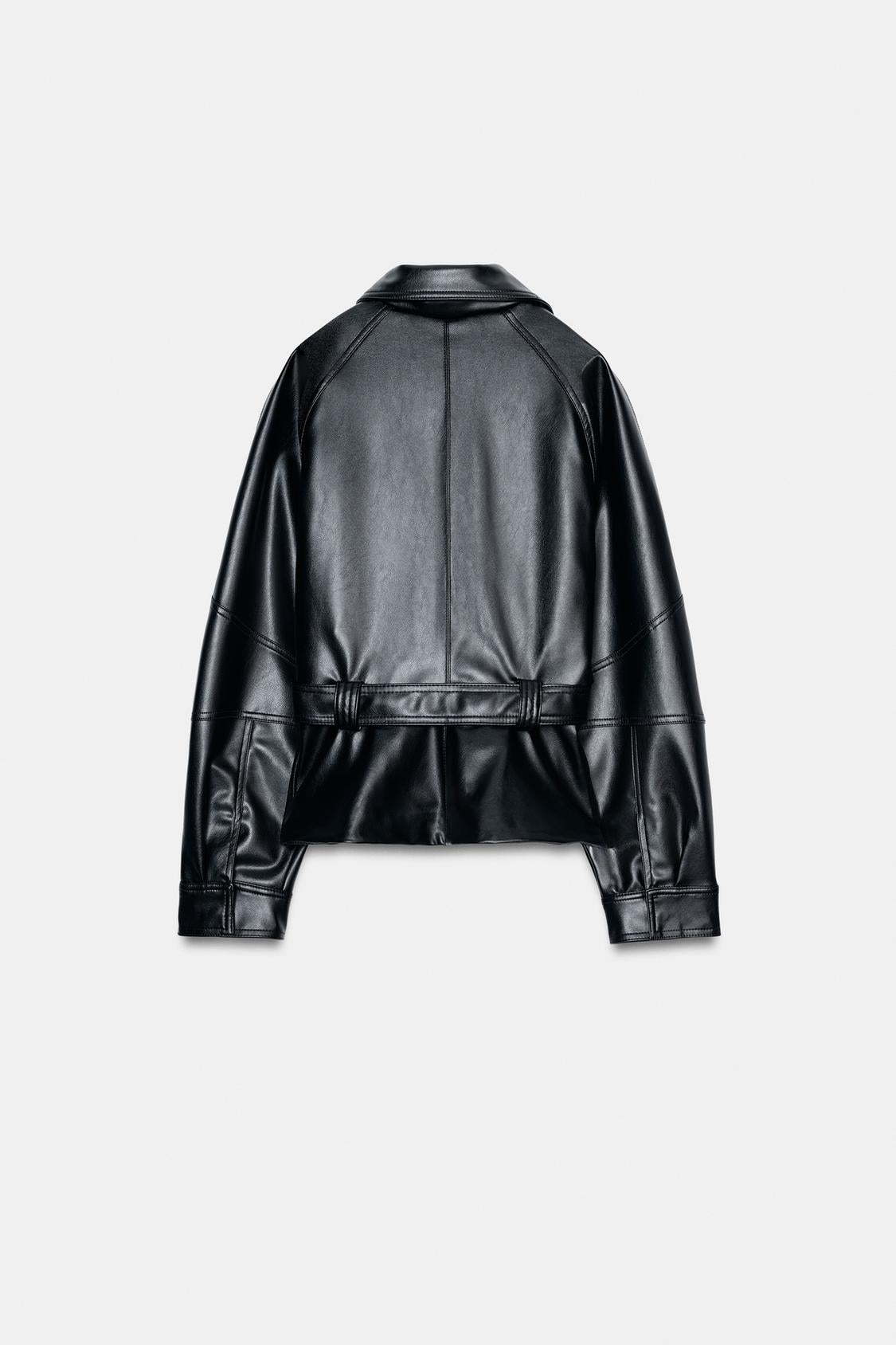 BLOUSON EN MATIÈRE SYNTHÉTIQUE AVEC CEINTURE