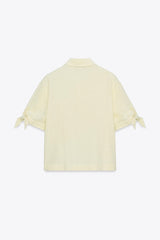 CHEMISE MANCHES COURTES AVEC LACETS EN RAMIE