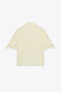 CHEMISE MANCHES COURTES AVEC LACETS EN RAMIE