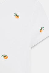 T-SHIRT CÔTELÉ MANCHES COURTES BRODÉ