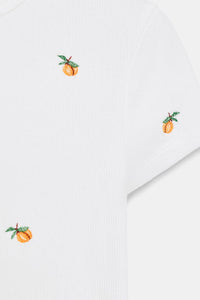 T-SHIRT CÔTELÉ MANCHES COURTES BRODÉ