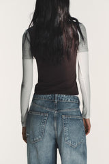 T-SHIRT EFFET TRIPLE À MANCHES LONGUES