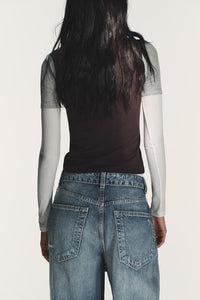 T-SHIRT EFFET TRIPLE À MANCHES LONGUES