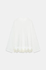T-SHIRT EN MATIERES VARIEES AVEC DENTELLE