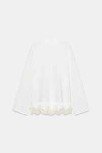 T-SHIRT EN MATIERES VARIEES AVEC DENTELLE