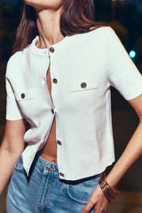GILET EN MAILLE MANCHES COURTES