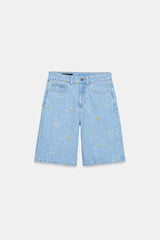 SHORT Z1975 EN JEAN BRODERIES FLEURIES ENSEMBLE