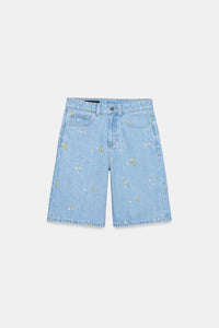 SHORT Z1975 EN JEAN BRODERIES FLEURIES ENSEMBLE