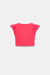 T-SHIRT MANCHES COURTES À VOLANTS