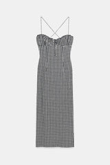 ROBE MI-LONGUE CINTREE À CARREAUX VICHY