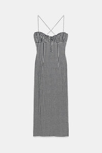 ROBE MI-LONGUE CINTREE À CARREAUX VICHY