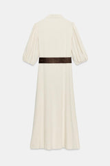 ROBE MI-LONGUE EN LIN AVEC CEINTURE