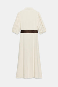 ROBE MI-LONGUE EN LIN AVEC CEINTURE