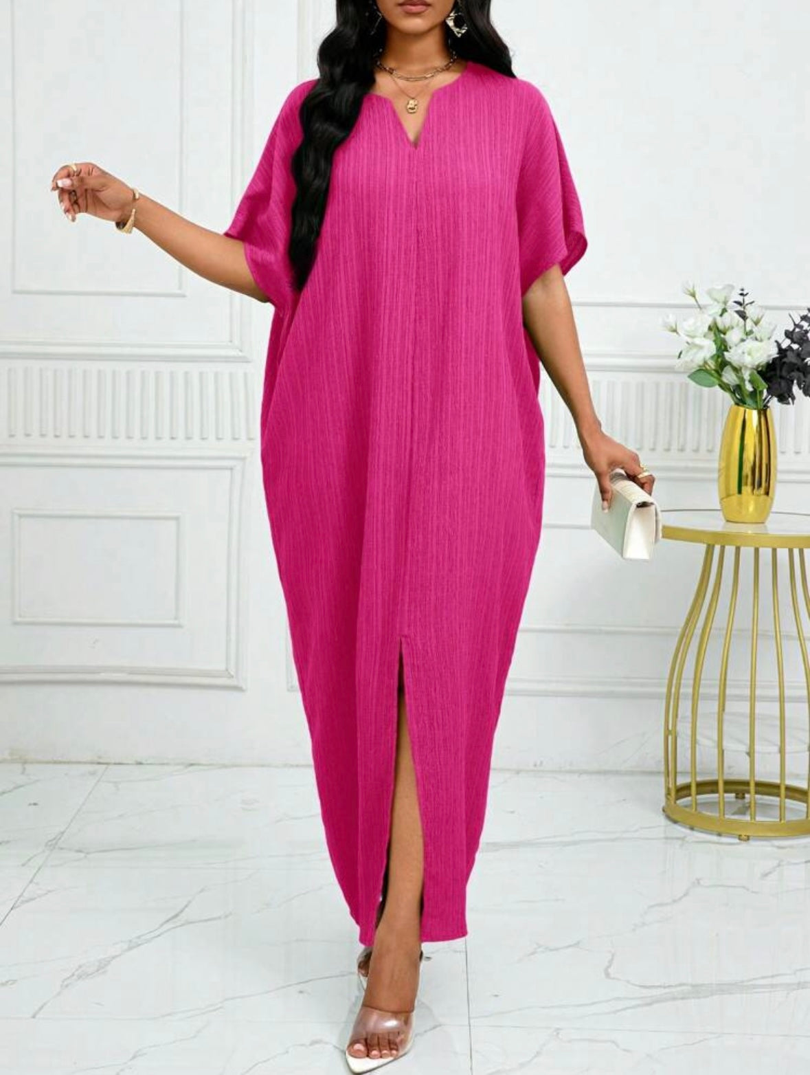 Robe caftan - Rose vif