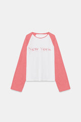 T-SHIRT FLAMÉ À MANCHES RAGLAN