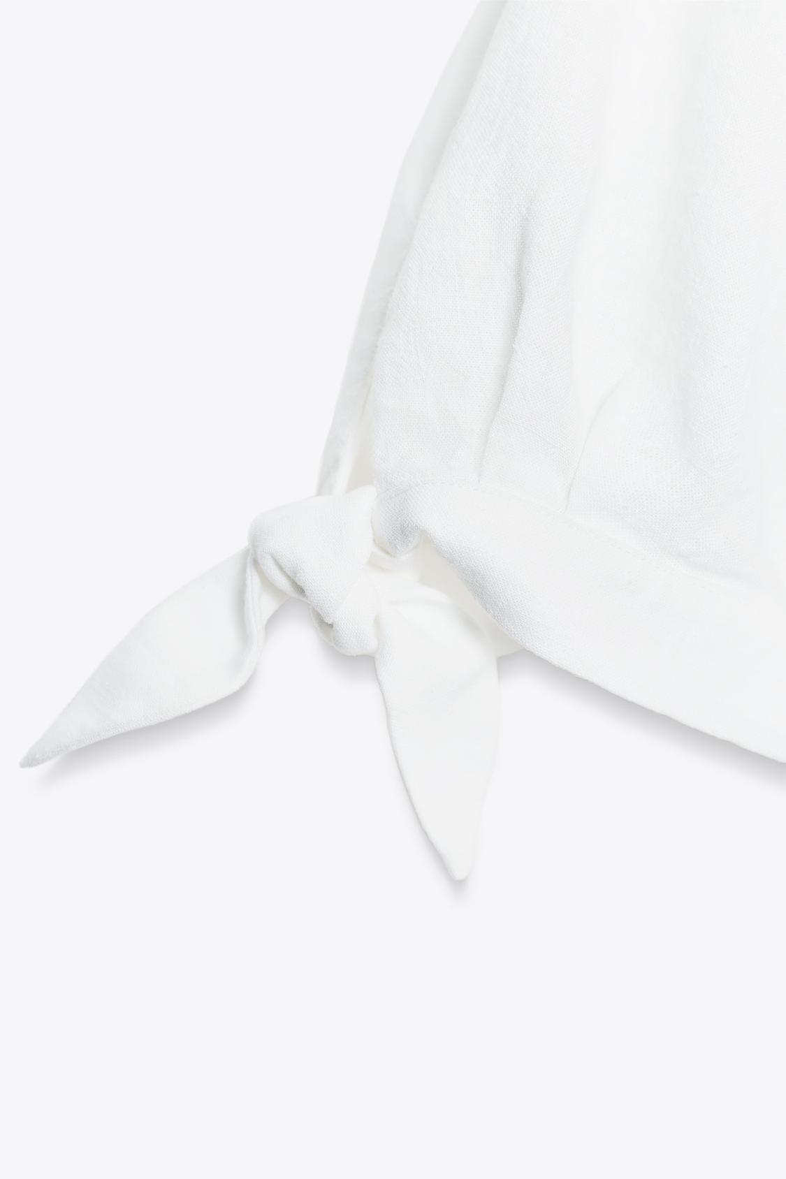 CHEMISE MANCHES COURTES AVEC LACETS EN RAMIE