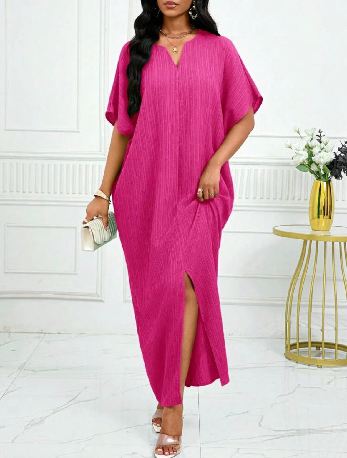 Robe caftan - Rose vif