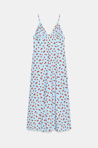 ROBE MI-LONGUE EN POPELINE IMPRIMÉE FRAISES