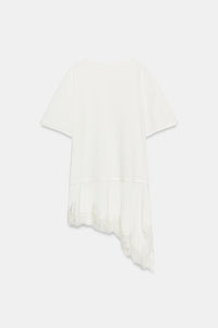 T-SHIRT EN MATIÈRES VARIÉES ET DENTELLE COL TUNISIEN