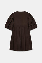 ROBE COURTE EN POPELINE BRODÉE