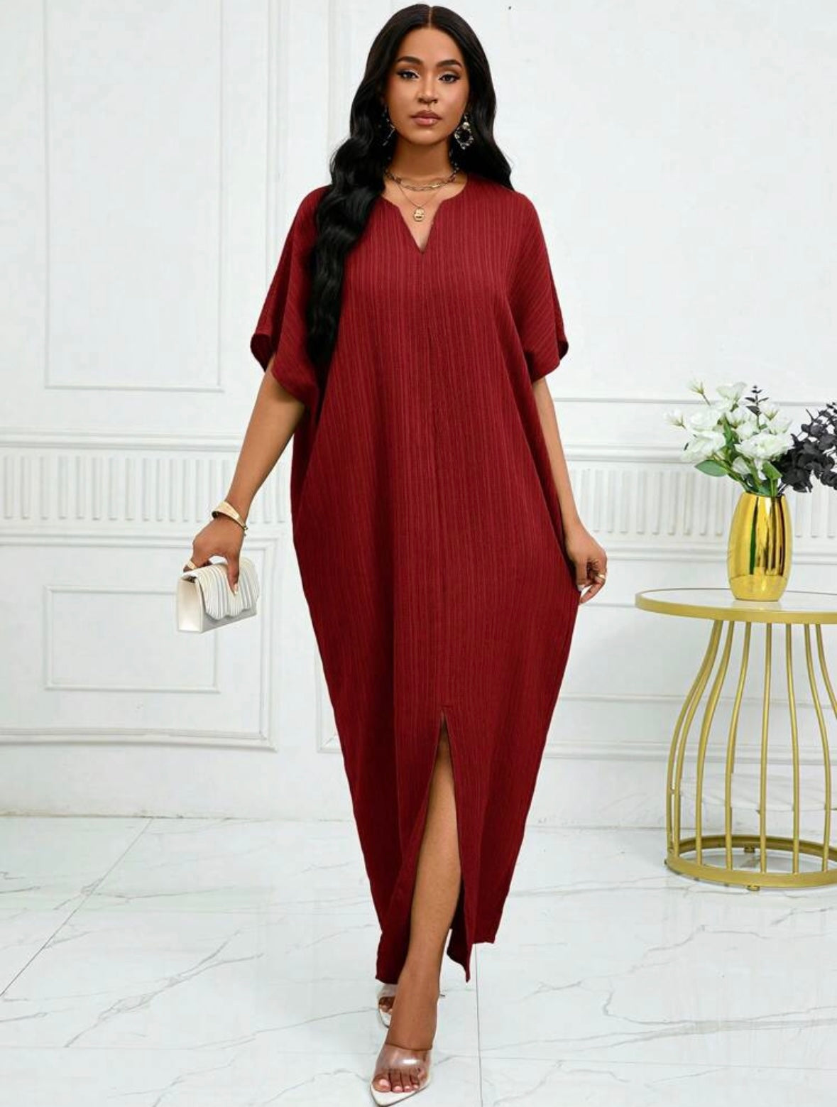 Robe caftan - Rouge foncé