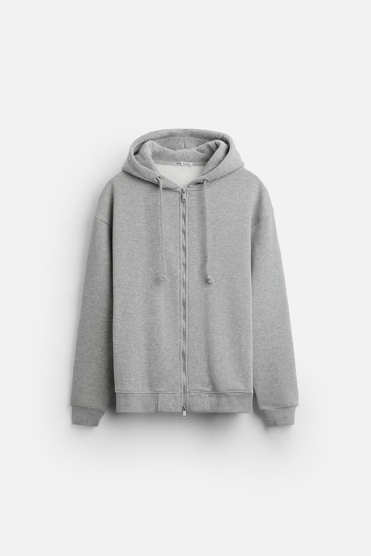 Sweat à capuche zip - Gris chiné