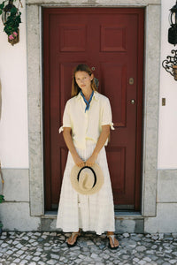 CHEMISE MANCHES COURTES AVEC LACETS EN RAMIE
