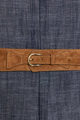 ROBE MI-LONGUE EN LIN AVEC CEINTURE