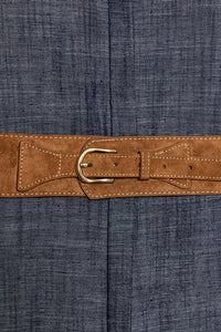 ROBE MI-LONGUE EN LIN AVEC CEINTURE