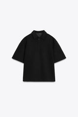 Top à Col polo avec zip - Noir