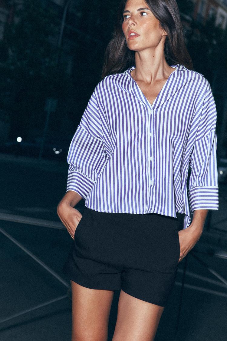 CHEMISE EN POPELINE À MANCHES AMPLES