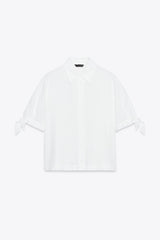 CHEMISE MANCHES COURTES AVEC LACETS EN RAMIE