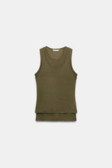 T-SHIRT EFFET DOUBLE SANS MANCHES