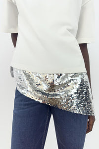 T-SHIRT ASYMÉTRIQUE PAILLETTES