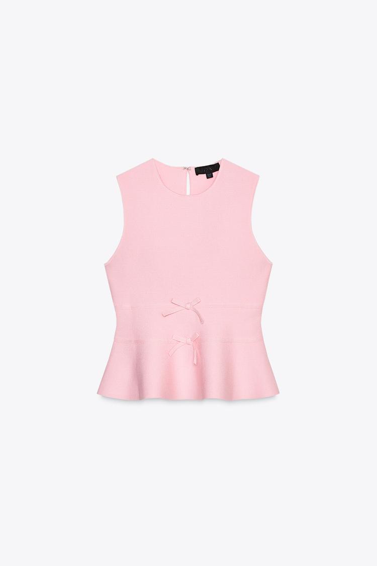 TOP EN MAILLE PÉPLUM AVEC LACETS