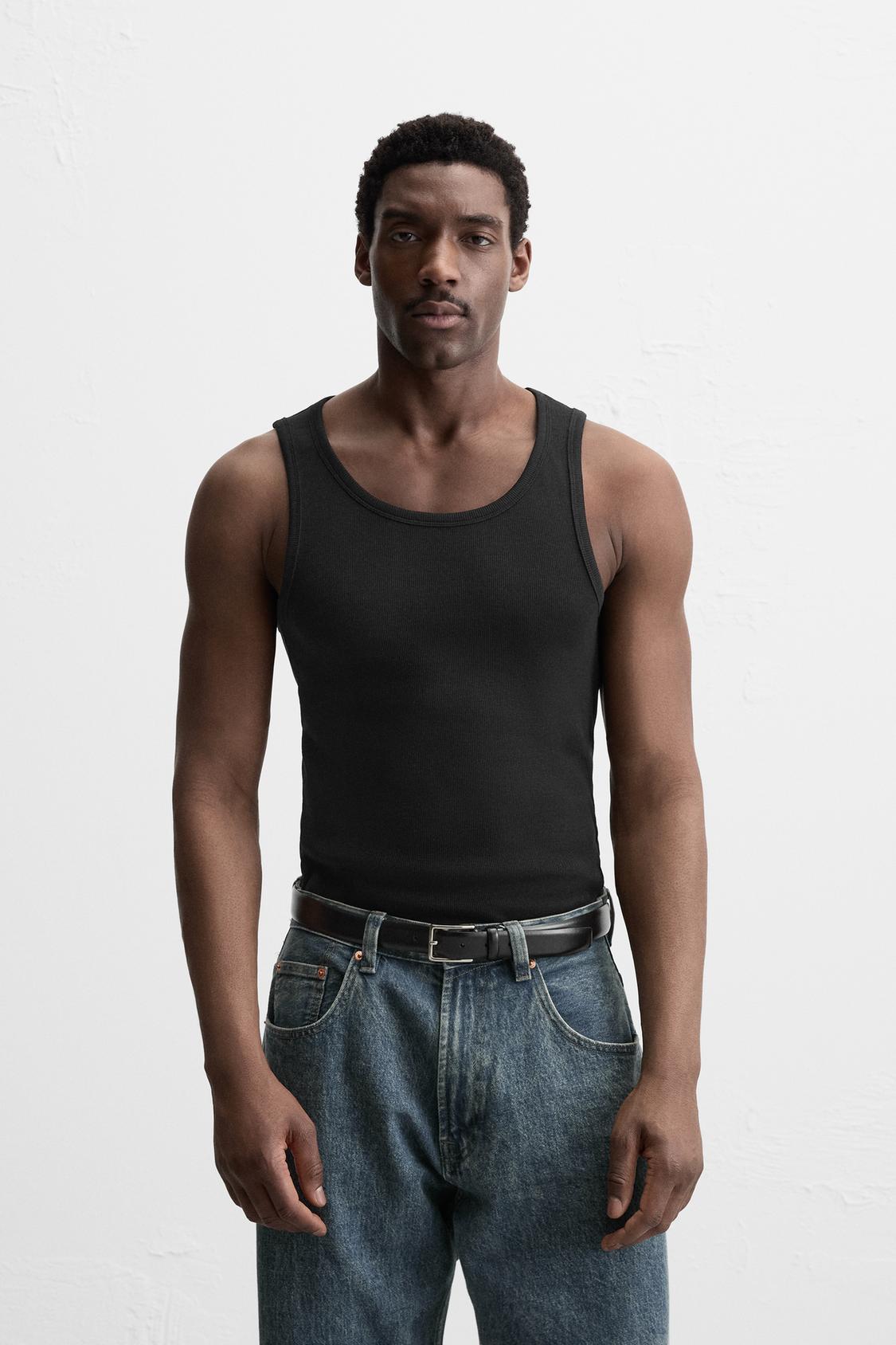 T-SHIRT DÉBARDEUR BASIQUE CÔTELÉ
