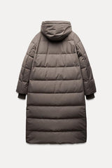 Doudoune longue verte à capuche imperméable  et coupe vent - Vison