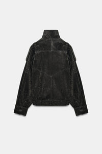 BLOUSON DE MOTARD 100% CUIT DAIM BOUTONS REVÊTUS