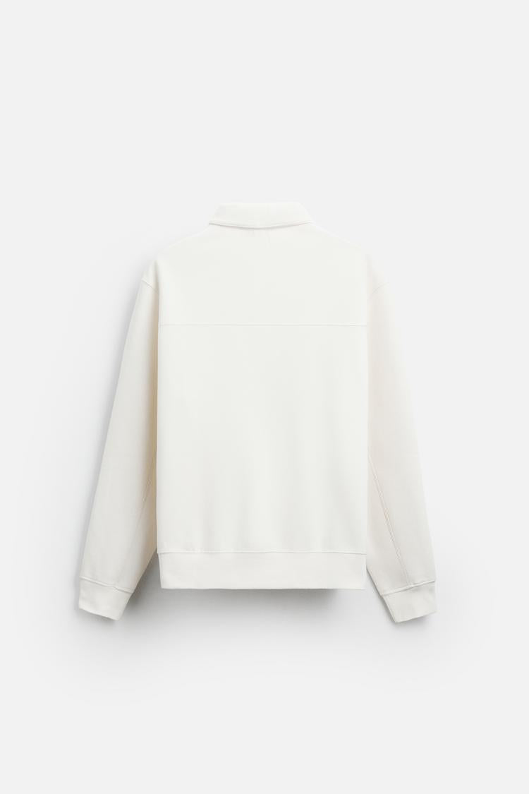 Sweat a zip sur le col - Blanc Cassé