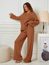 Ensemble pull 2 pièces Top manches longues - Marron