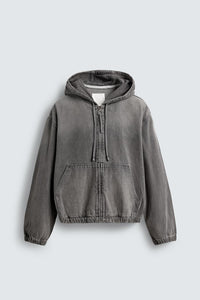 VESTE DÉLAVÉE À CAPUCHE