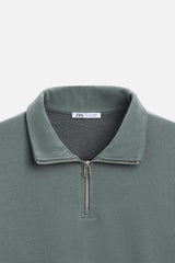 Sweat a zip sur le col - Noir