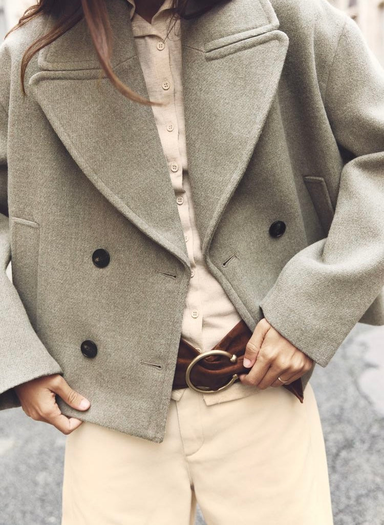 Manteau court croisé - vison