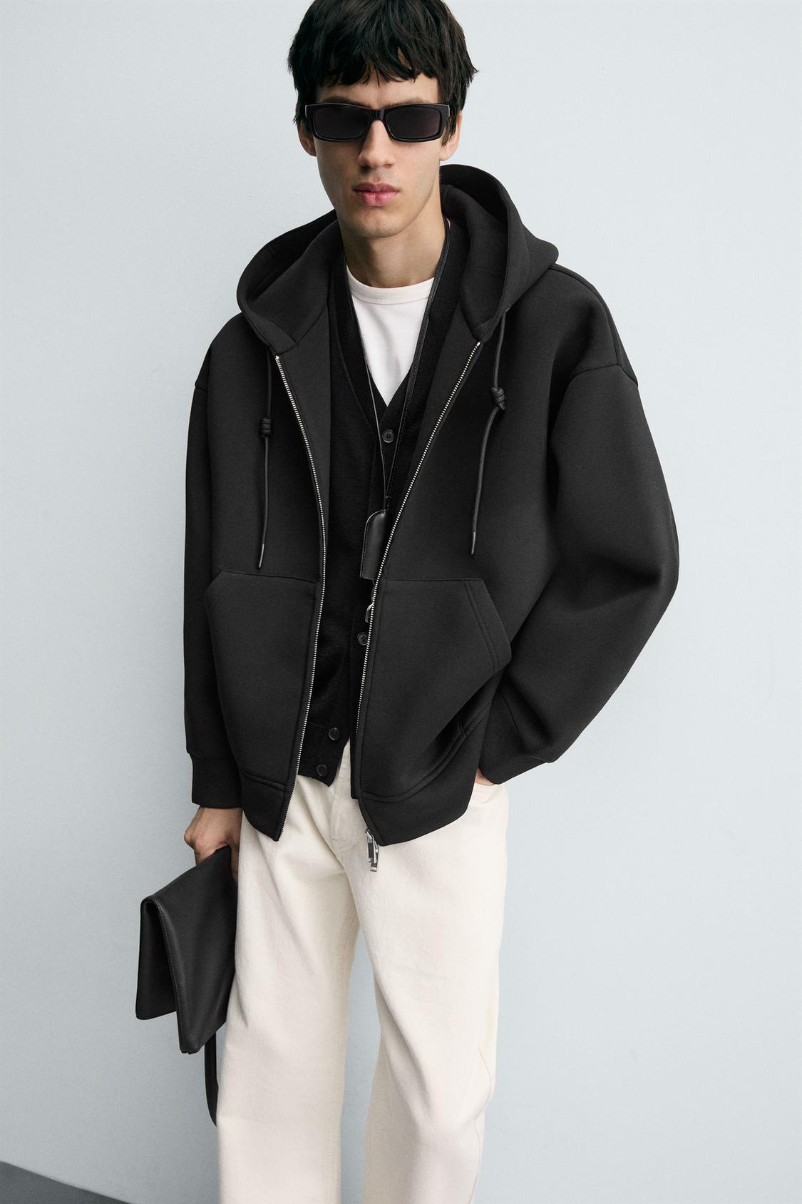 SWEAT À CAPUCHE EFFET NEOPRÈNE