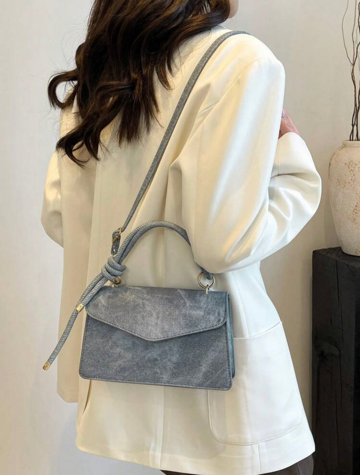 Sac à main avec ceinture décorative - Bleu Azur