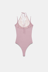 BODY HALTER AVEC DENTELLE COMBINÉE